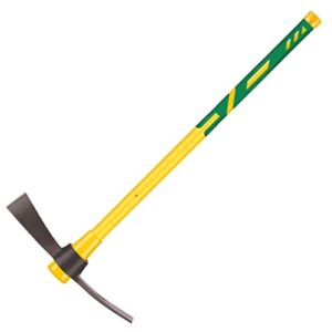 glorousamc cutter mattock, 36″ heavy duty pick axe with forged heat treated steel blades hoe for weeding, prying and chopping, digging tool with fiberglass handle (36.3inch, yellow)
