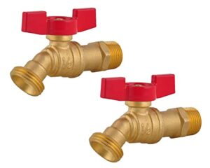 male hose bibb 1/2″ mip x 3/4″ mht with 1/4 turn shut off with t-handle (2-pack)