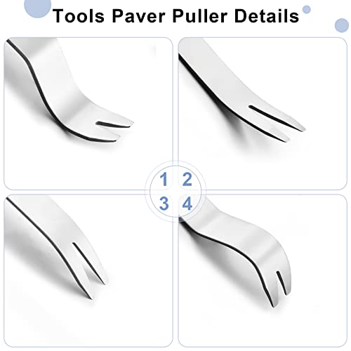 4 Pieces Paver Tool Stainless Steel Paver Extractor Tool Removal Raise Sunken Brick Tool for Garden Lawn Yard Replace Paver Patio Blocks, 7 x 1 Inch