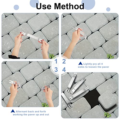 4 Pieces Paver Tool Stainless Steel Paver Extractor Tool Removal Raise Sunken Brick Tool for Garden Lawn Yard Replace Paver Patio Blocks, 7 x 1 Inch