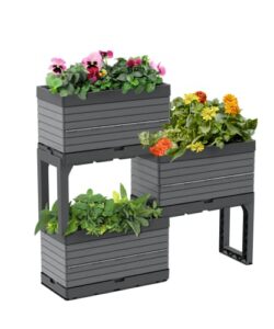 southern patio flexspace 5-pc. modular raised garden with 3 collapsible planter boxes & 2 legs