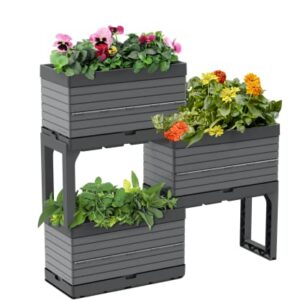 Southern Patio FlexSpace 5-pc. Modular Raised Garden with 3 Collapsible Planter Boxes & 2 Legs