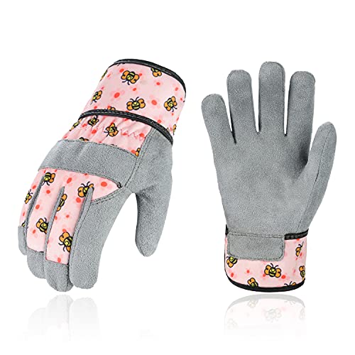 Vgo... 1-Pair Age 3-4 Kids Gardening Gloves,Children Yard Work Gloves,Soft Safety Outdoor Playing Gloves(Size XS, Blue Plane, KID-MF3561)