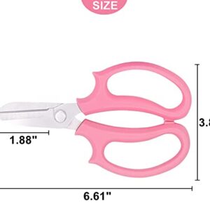 RUNGANG Floral Shears, Premium Stainless Steel Garden Pruning Shears Floral Fruits Leaf Scissors, Comfortable Hand Pruner Snip Trimming Tool for Gardening Flower Arrangement - Pink