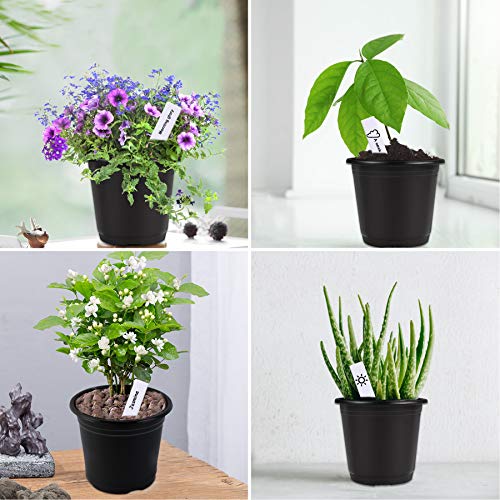 50 Pcs 0.5 Gallon Black Plastic Plant Nursery Pots 6 Inches Seed Starting Pots Containers with 50 Labels