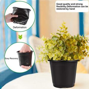 50 Pcs 0.5 Gallon Black Plastic Plant Nursery Pots 6 Inches Seed Starting Pots Containers with 50 Labels