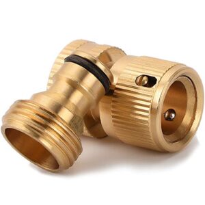 ADrivWell Garden Water Hose Quick Connectors 3/4 Inches Brass Easy Connect Hose Adapter(5 Sets of Male & Female Connector) with Extra Rubber Washers
