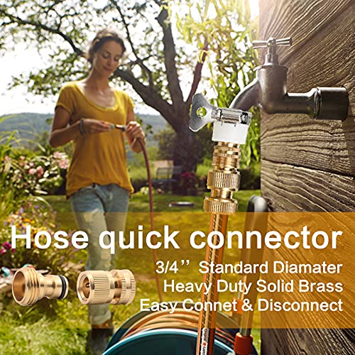 ADrivWell Garden Water Hose Quick Connectors 3/4 Inches Brass Easy Connect Hose Adapter(5 Sets of Male & Female Connector) with Extra Rubber Washers