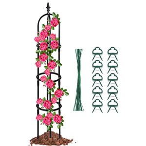 obelisk garden trellis for climbing plants, 6 ft adjustable heavy duty rustproof thicken metal plant support, tower trellis for climbing plants outdoor indoor potted vines, rose, flowers(4.16 lbs)