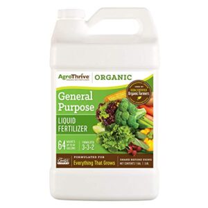 AgroThrive All Purpose Organic Liquid Fertilizer - 3-3-2 NPK (ATGP1128) (1 Gal) for Lawns, Vegetables, Greenhouses, Herbs and Everything Else that Grows