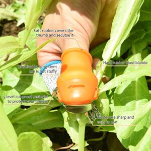 Gardening Thumb Knife with Case, Finger Pruner for Gardeners, Silicone Finger Knife, Plants Picking Trim Tools, Orange Thumb Cutter Gardening Tools Kit for Picking Plant Fruit Vegetable(Blue)