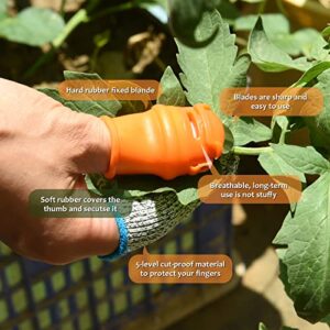 Gardening Thumb Knife with Case, Finger Pruner for Gardeners, Silicone Finger Knife, Plants Picking Trim Tools, Orange Thumb Cutter Gardening Tools Kit for Picking Plant Fruit Vegetable(Blue)