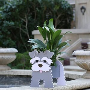 Fitcho Schnauzer Gifts for Women, Schnauzer Dog Planter Plant Pot, Cute Dog Flower Pot for Garden Decoration, Schnauzer Shape Plant Container Holder for Outdoor Indoor Stuff Gift Small Schnauzer Grey