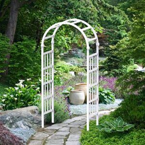 qikdesign 40″ w x 86″ h vinyl arch, vinyl arbor, garden arch, garden arbor for climbing plants, yard, garden or pathway, white