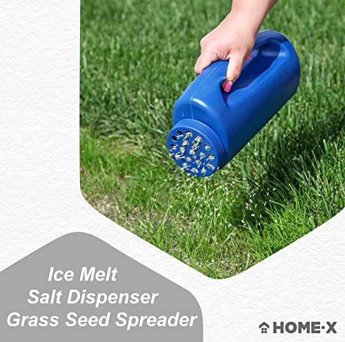 Home-X Ice Melt Salt Dispenser, Grass Seed Spreader, Plastic Garden Container