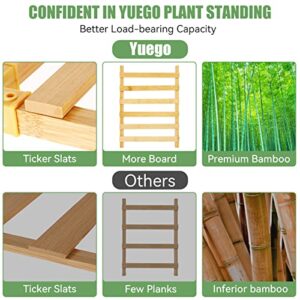 Plant Stand Indoor Outdoor,Yuego 13 Tier Bamboo Plant Stand 56in Tall Plant Stand Adjustable Shape Plant Stands Indoor With One Top Hanging Rod Multiple Usage 100% Bamboo Shelf For Patio Garden Corner Balcony Living Room