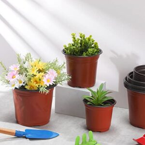 120 Pieces Nursery Pots Variety Pack Plastic Plant Pots 4 5 6 Inch Flower Plant Container Plastic Seed Starting Pot for Seedlings Transplants Indoor Outdoor Garden Yard and Park (Red)