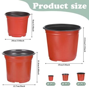 120 Pieces Nursery Pots Variety Pack Plastic Plant Pots 4 5 6 Inch Flower Plant Container Plastic Seed Starting Pot for Seedlings Transplants Indoor Outdoor Garden Yard and Park (Red)