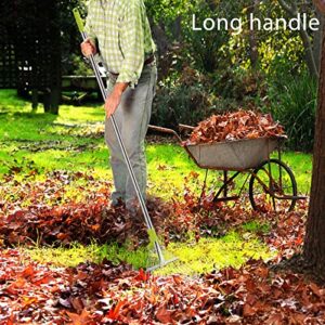 Adjustable Garden Leaf Rake 4.5ft, Collapsible Metal Yard Rake for Leaves with Expandable Head 7-16", Collect Loose Debris for Lawns Camping Shrubs and Rose Bushes Heavy Duty