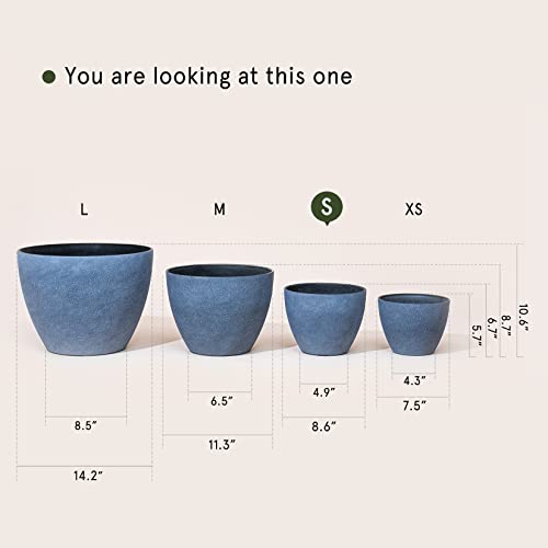 La Jolie Muse Flower Pots Outdoor Planters Indoor Modern Garden Planters W/ Drain Hole,Weathered Grey(8.6 inches, Pack 1)