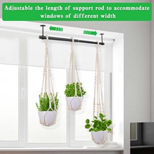 Lorbro Hanging Planter with 3 Macrame Plant Hanger, Wall/Window Plant Hanger with 3 Plants Pots, Hanging Plant Holder for Home Decor, Indoor Outdoor Herb Garden (Black)