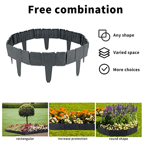 Garden Landscape Edging Borders, Plant Flower Edging for Landscaping, Plastic Interlocking Lawn Edging, Imitation Stone Landscape Border for DIY Outdoor Patio Balcony Yard Landscaping (20, Grey)