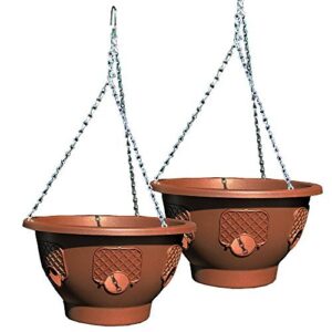 ultimate hanging baskets – strawberry, tomato, flower, and herb outdoor planters – use garden pots for growing plants outside on a deck, fence, or balcony (2, mocha)