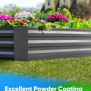 Quictent Galvanized Raised Garden Bed 8x4x1 Ft w/ 4 Tomato Cages Metal Planter Box Kit Planting Vegetables Fruits Herbs Flowers Bottomless Backyard Patio Weed Barrier Included Upgraded Wing Nuts