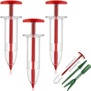 4 pieces mini sowing seed dispenser sower small seed spreader with 2 transplanting tools manual handheld seed planter mini hand spreader garden seed planter for carrot, lettuce, grass and spinach seed