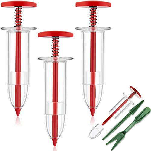 4 Pieces Mini Sowing Seed Dispenser Sower Small Seed Spreader with 2 Transplanting Tools Manual Handheld Seed Planter Mini Hand Spreader Garden Seed Planter for Carrot, Lettuce, Grass and Spinach Seed