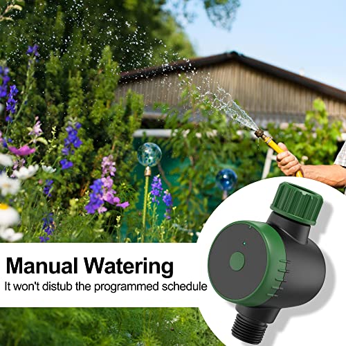 Bluetooth Sprinkler Timer, Single-Outlet Smart Water Timer Green Programmable Hose Timer with 3 Irrigation Mode of Rain Delay/ Manual/Automatic Outdoor Irrigation Timer for Lawn Garden Pool