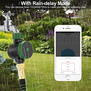 Bluetooth Sprinkler Timer, Single-Outlet Smart Water Timer Green Programmable Hose Timer with 3 Irrigation Mode of Rain Delay/ Manual/Automatic Outdoor Irrigation Timer for Lawn Garden Pool