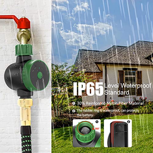 Bluetooth Sprinkler Timer, Single-Outlet Smart Water Timer Green Programmable Hose Timer with 3 Irrigation Mode of Rain Delay/ Manual/Automatic Outdoor Irrigation Timer for Lawn Garden Pool