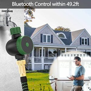 Bluetooth Sprinkler Timer, Single-Outlet Smart Water Timer Green Programmable Hose Timer with 3 Irrigation Mode of Rain Delay/ Manual/Automatic Outdoor Irrigation Timer for Lawn Garden Pool