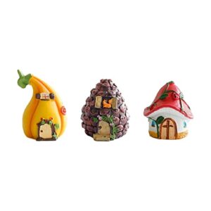 Yeaco 3 pcs Decorative Fairy Garden Accessories Fairy Houses, Mushroom House, Pumpkin House, Pine Cone House