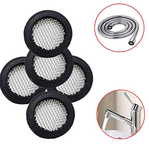 LiXiongBao 5 Pieces Seal O Ring Hose Gasket Filter Net Shower Head Stainless Steel Gasket Rubber Washer with 40 Mesh for 1/2 Inch Shower Hose Heads,Pump, Hose, Garden Hose, Gun, Wand and Lance