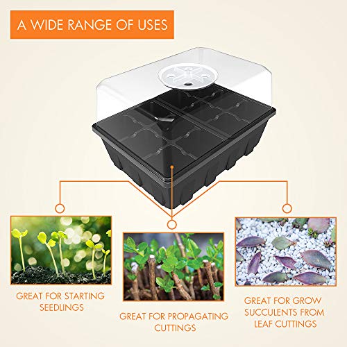 Gardzen 20-Set Garden Propagator Set, Seed Tray Kits with 240-Cell, Seed Starter Tray with Dome and Base 6.6" x 4.5" (12-Cell Per Tray)