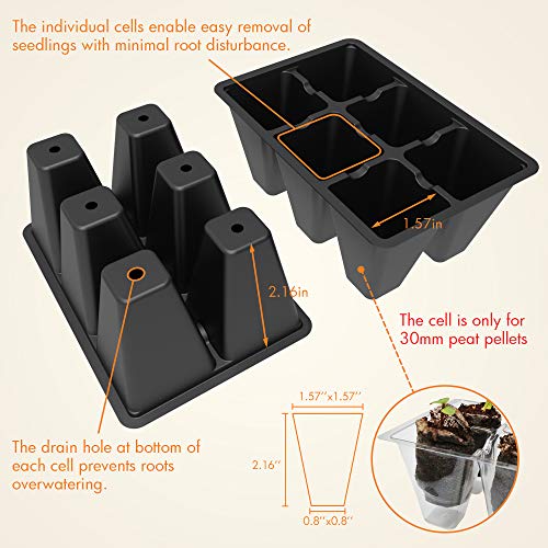 Gardzen 20-Set Garden Propagator Set, Seed Tray Kits with 240-Cell, Seed Starter Tray with Dome and Base 6.6" x 4.5" (12-Cell Per Tray)