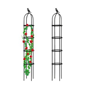 garden trellis for climbing plants, 6ft tall tower obelisk garden trellis for plant support, rustproof round plant support for climbing vines flower stands vegetable indoor outdoor potted plant 1 pack