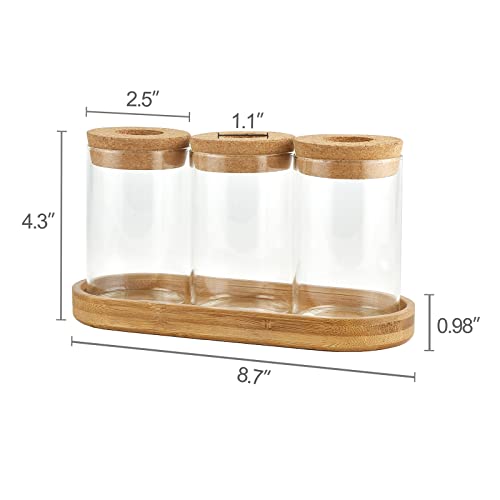 Dahey Plant Propagation Terrarium Desktop Glass Planter Station Water Planting Glass Vase with Lid and Wooden Stand for Propagating Hydroponic Plants Centerpiece Office Home Garden Decor, 3 Pcs