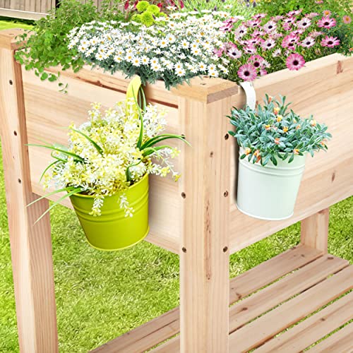 Yaheetech Raised Garden Bed Planter Box with Legs & Storage Shelf Wooden Elevated Vegetable Growing Bed for Flower/Herb/Backyard/Patio/Balcony 34x18x30in