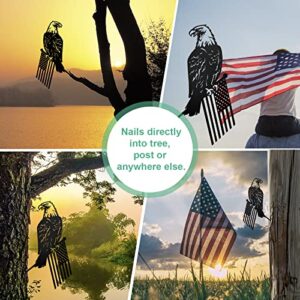 Freedom Eagle Decoration - Garden Metal Bald Eagle Yard Art Bald Eagle Patriotic 4th of July Wall Sculpture for Garden Yard Patio Backyard Tree