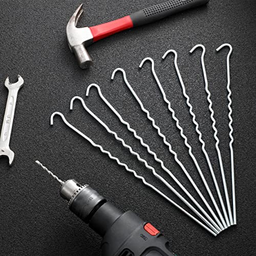 60 Pcs Kinked Metal Tent Stakes 12 Inch Metal Garden Edging Fence Hooks Pegs Dog Dig Proof Yard Stakes Spikes Heavy Duty Galvanized Ground Stakes Spikes Long Tent Pegs for Outdoor Camping Canopy Tarp