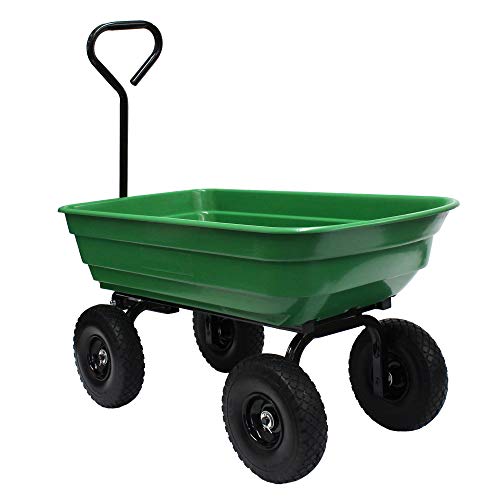 Garden Star 70275 Garden Wagon/Yard Cart with Flat Free Tires, 37" x 20" Poly Tray, 600lb capacity