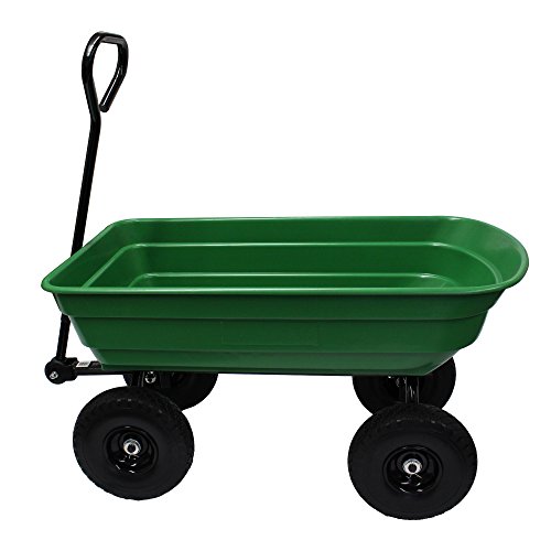 Garden Star 70275 Garden Wagon/Yard Cart with Flat Free Tires, 37" x 20" Poly Tray, 600lb capacity