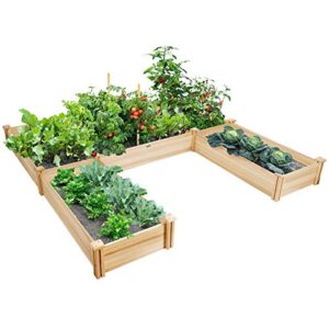 giantex u-shaped raised garden bed, wood raised garden planter box for vegetables and flowers, easy assembly, garden container for backyard, patio, balcony (92.5″ lx95 wx11 h)