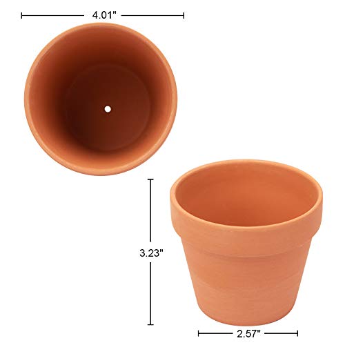 [26 Pack] 4" Planter Nursery Pots Clay Pots Terracotta Pot Clay Ceramic Pottery Planter Cactus Flower Pots Succulent Nursery Pots Garden Terra Cotta Pots with Drainage Hole (4")