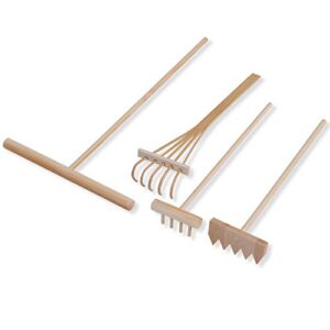 zen sandbox rake 4-pieces kit micro landscape decoration sand table bamboo rake smoothing hand tools combo landscape sand rakes feng shui gardening supplies for home office