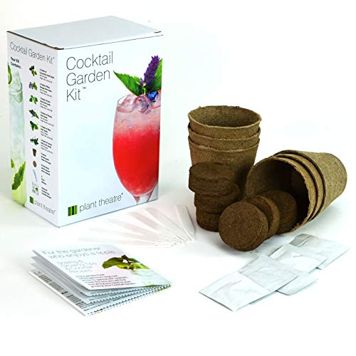 ﻿﻿Plant Theatre Cocktail Herb Growing Kit - Grow 6 Unique Indoor Garden Plants for Mixed Drinks with Seeds, Starter Pots, Planting Markers and Peat Discs - Kitchen & Gardening Gifts for Women & Men ﻿﻿﻿