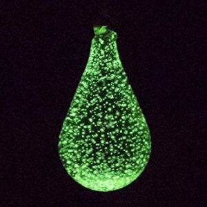 Artisan Crafts and Design 7” Glow in The Dark Hand-Blown Teardrop Glass Ornament Indoor and Outdoor Garden Decor